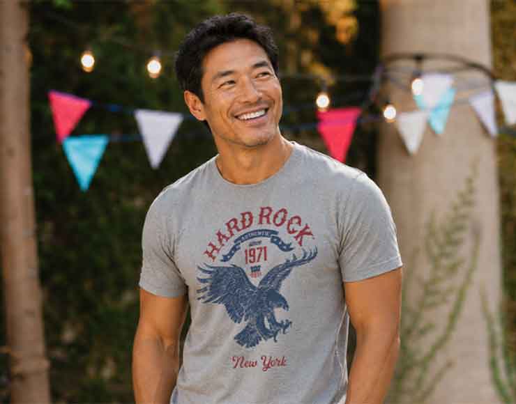Man wearing Rock Shop Tee