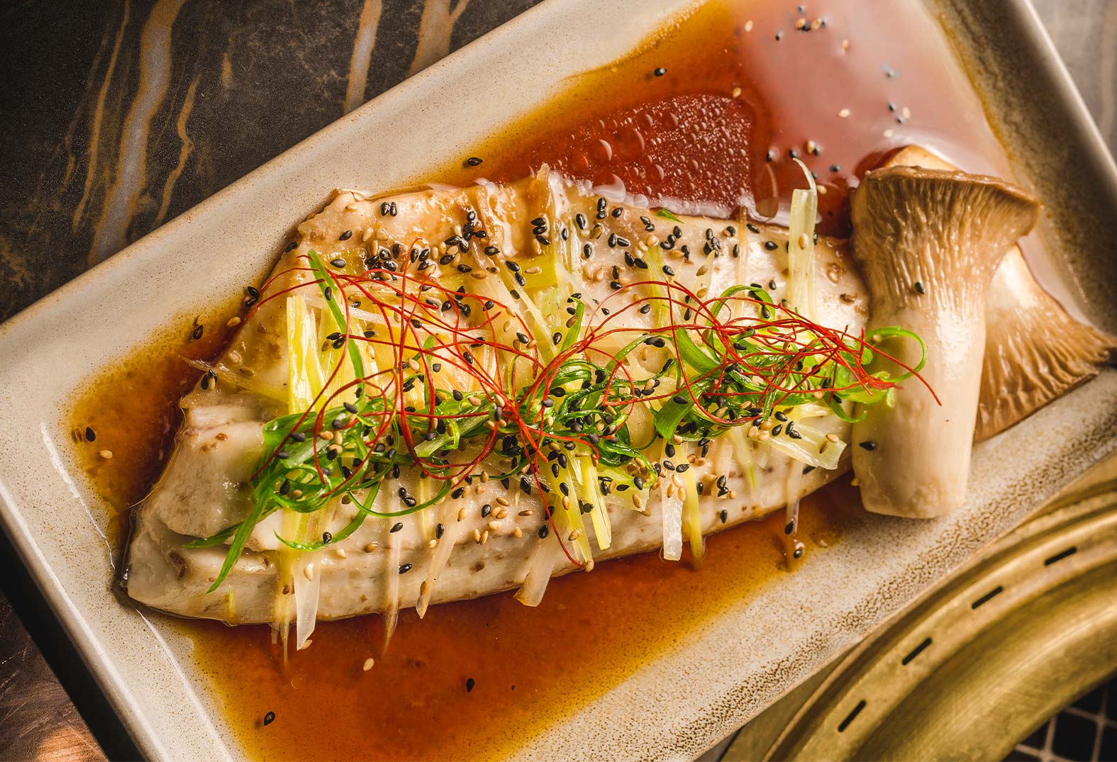 Bae Korean Grill dish on a plate with mushrooms