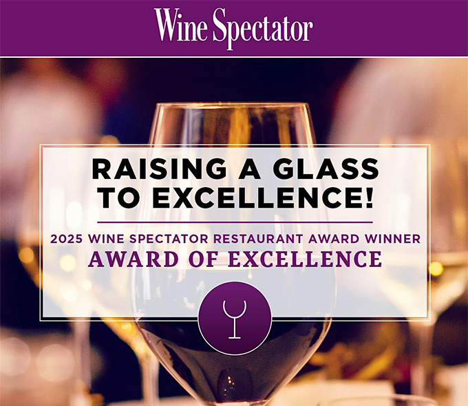2024 Wine Spectator Restaurant Award Winner Award of Excellence