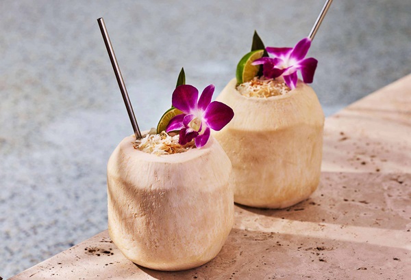Tropical Coconut drinks at Beach Club Bar & Grill