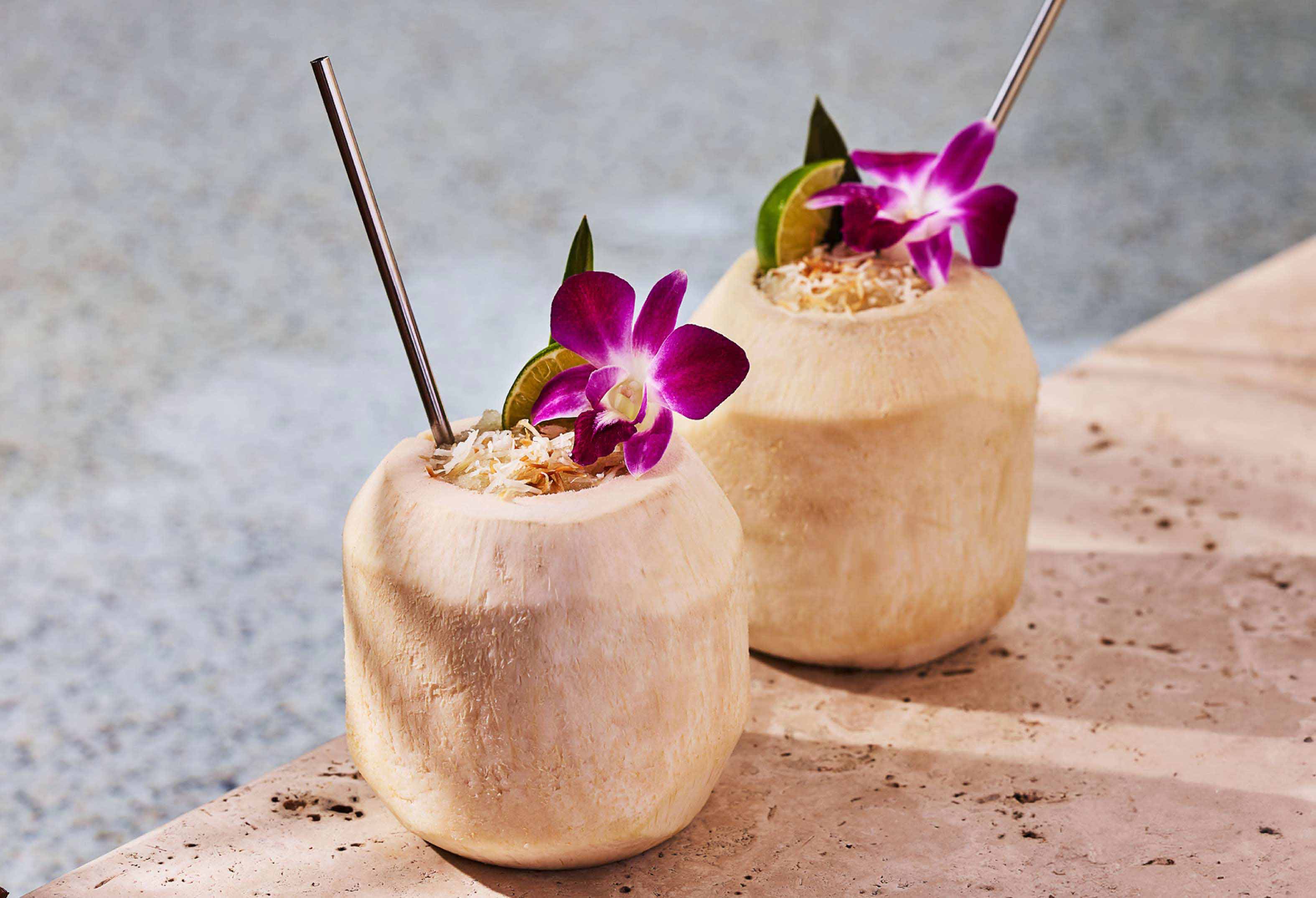 Tropical Coconut drinks at Beach Club Bar & Grill