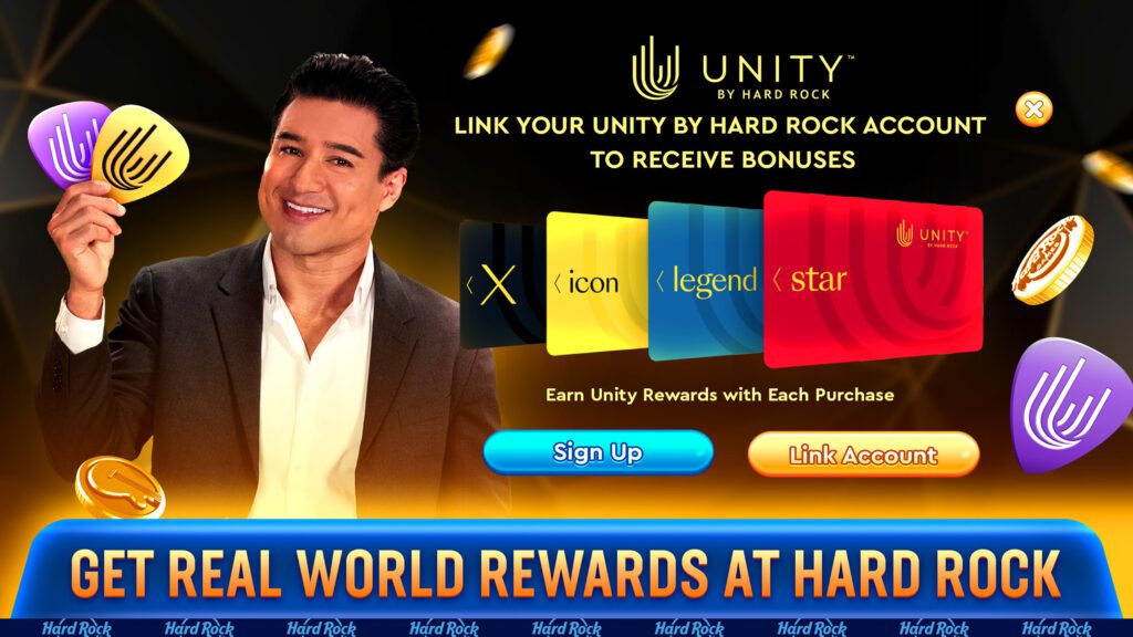Mario Lopez with Unity by Hard Rock membership cards