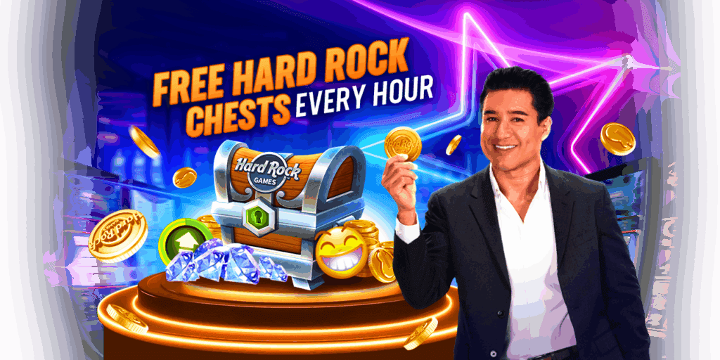 Mario Lopez with a Hard Rock Jackpot Planet chest