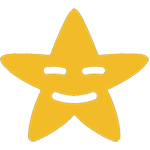 a yellow star with a face and a smile