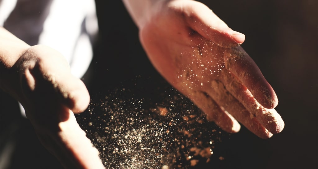 Chef hands with flour