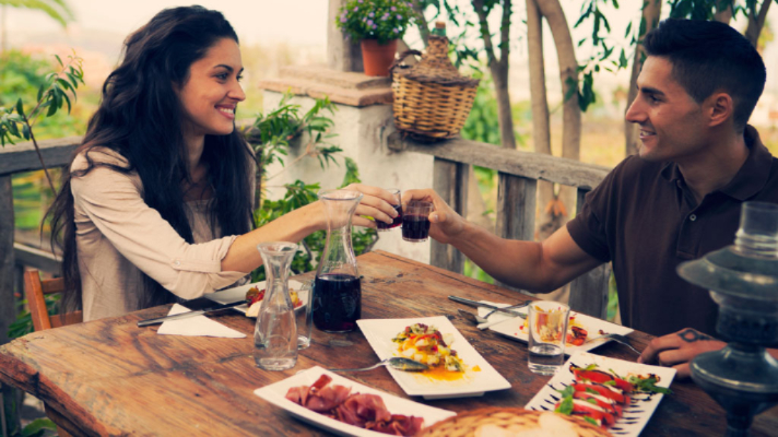 Couple dining together