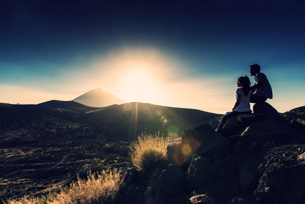Couple hiking in the mountains