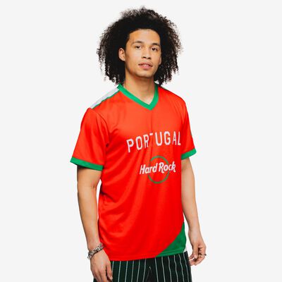 Portugal Soccer V-Neck Tee in Red