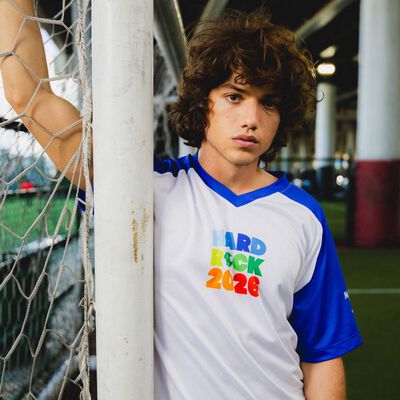 Soccer Logo Flags Tee in White