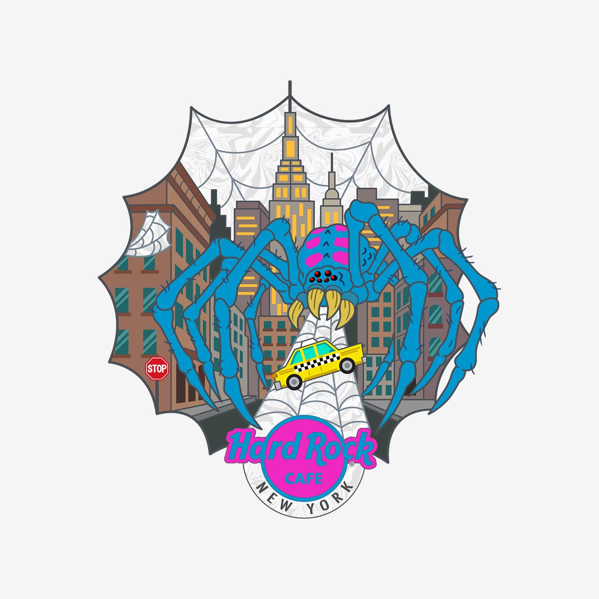 Collectible New York City Spider Web Skyline Pin image number 1