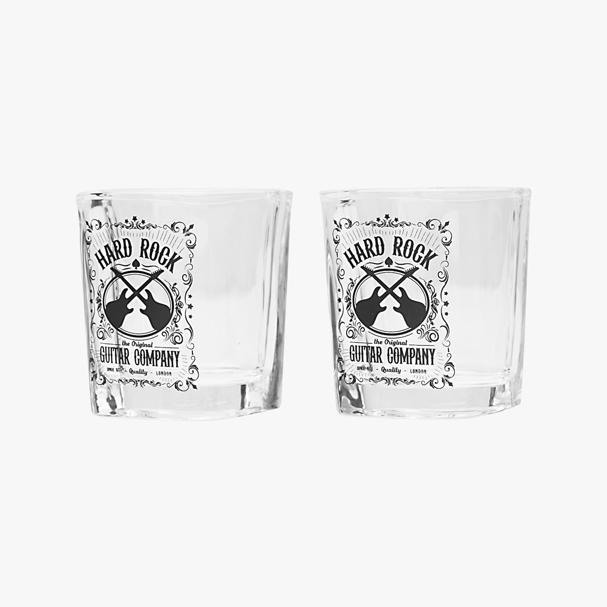 Two whisky glass, both with the same Hard Rock Guitar Company design.  image number 2