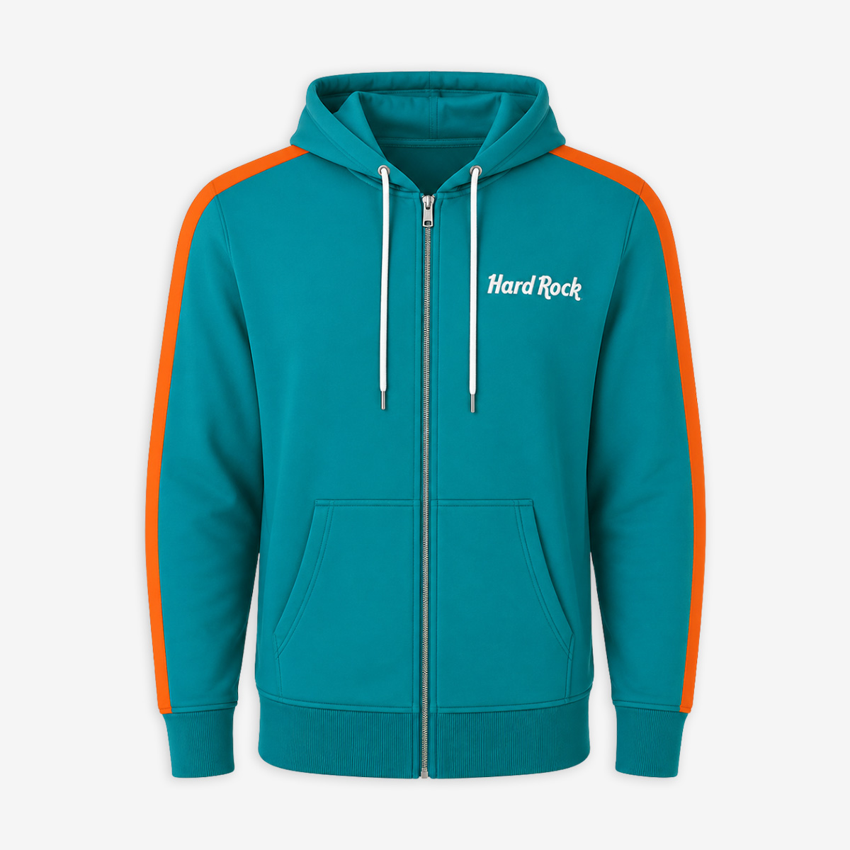 Miami Full Zip Fleece in Aqua Blue and Orange image number 2