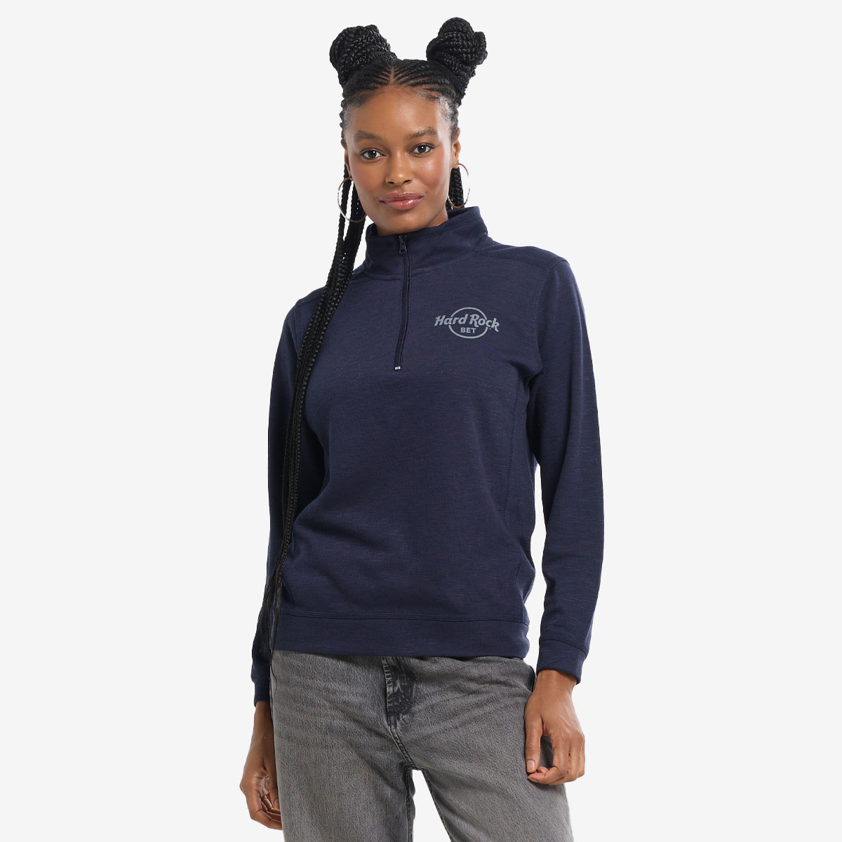 Hard Rock Bet Quarter Zip Jersey Jacket in True Navy image number 1